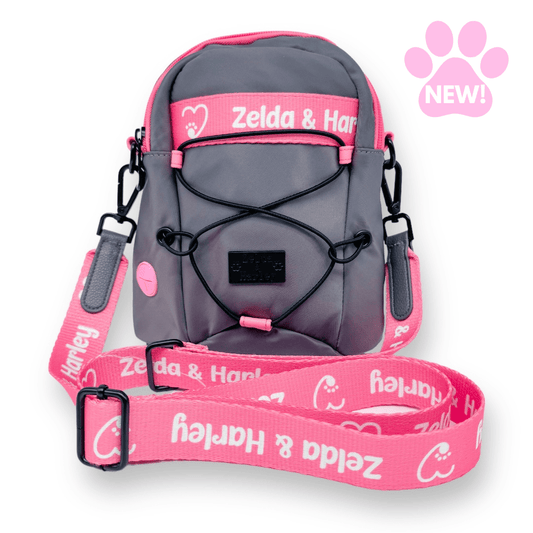 Zelda & Harley Dog Mom Bag - Grey and Pink