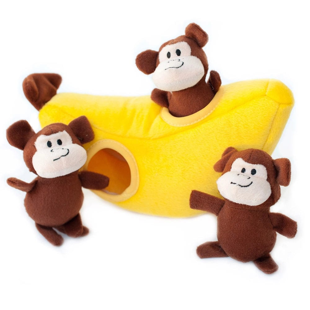 Zippy Paws Animals & Pet Supplies Zippy Burrow® - Monkey 'n Banana - Plush Dog Toy